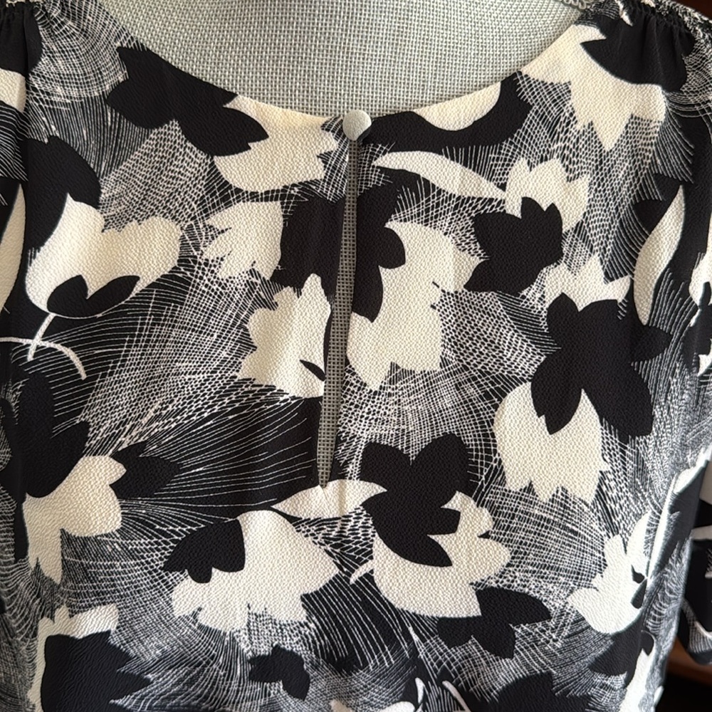 Lauren Ralph Lauren Black and White Floral Dress Size 12 - Picture 5 of 12